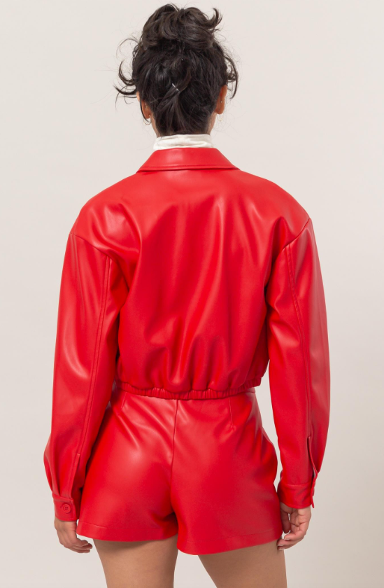 Abby Cropped Vegan Leather Jacket
