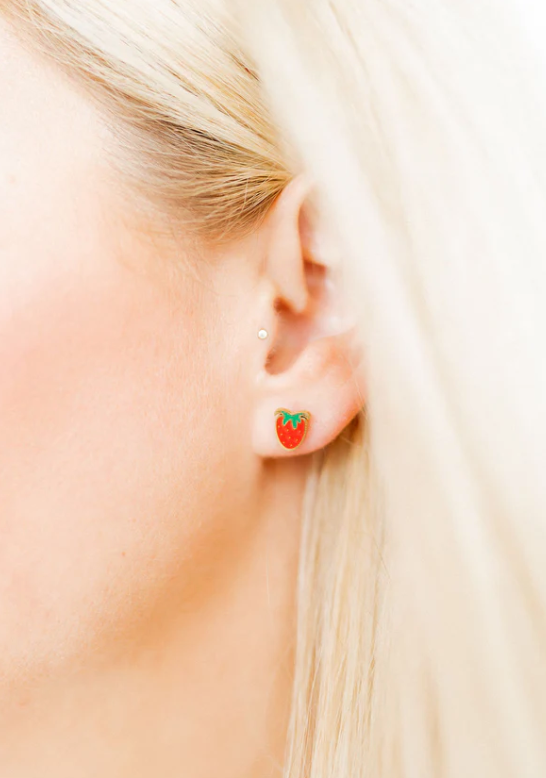 Linny Co Screwback Stud - Strawberry Shortcake