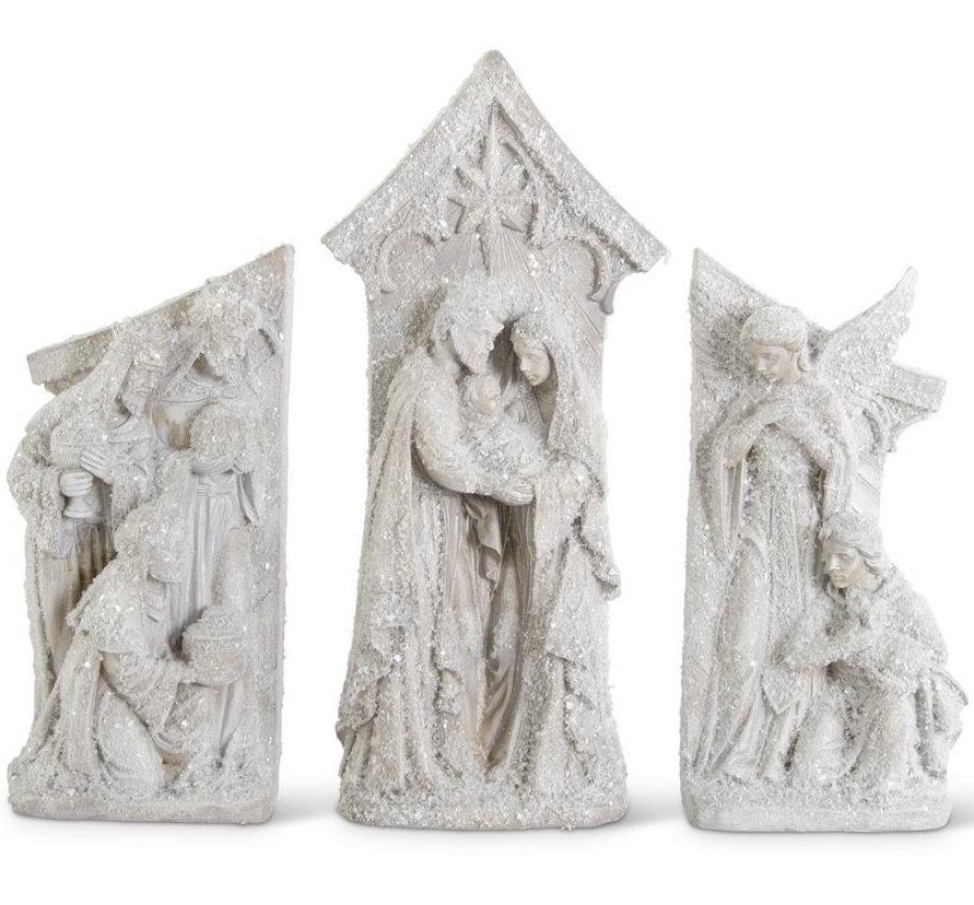 3 Piece Glittered Nativity Set
