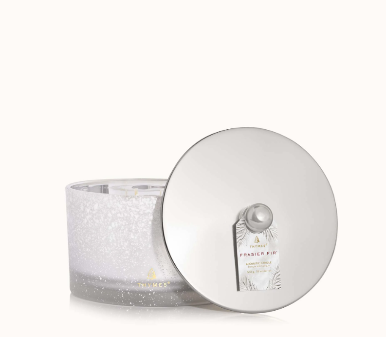 Thymes Frasier Fir Flocked 3 Wick Candle
