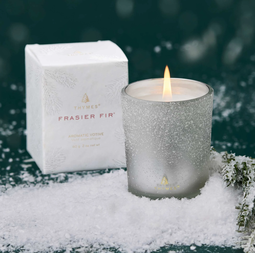 Thymes Frasier Fir Flocked Candle with Box