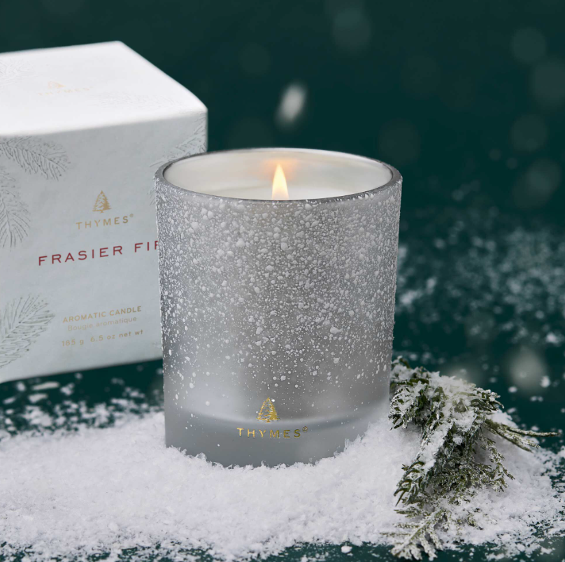 Thymes Frasier Fir Flocked Candle with Box