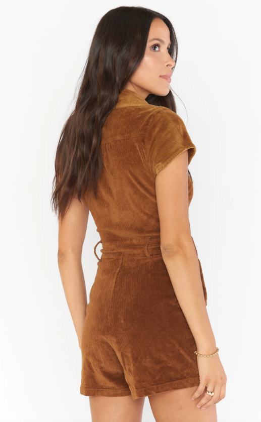 Show Me Your Mumu Outlaw Romper - Saddle Brown Corduroy