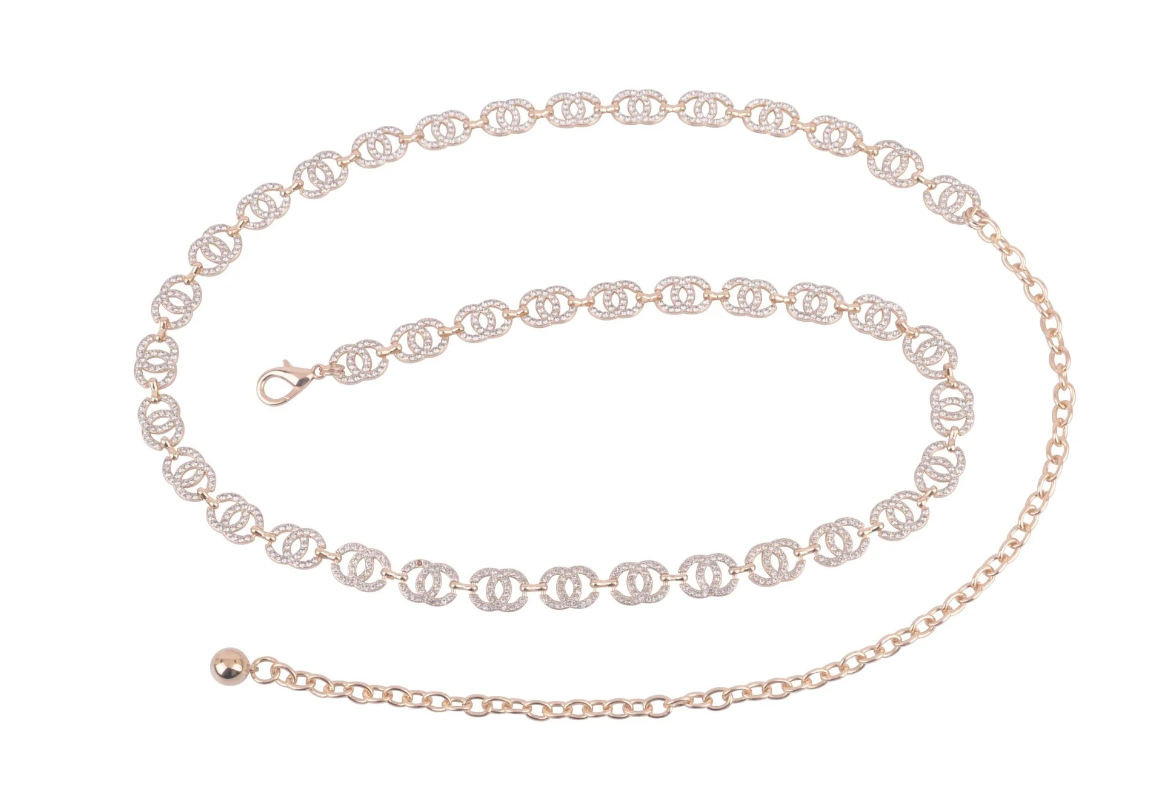Double Circle Rhinestone Chain Belt