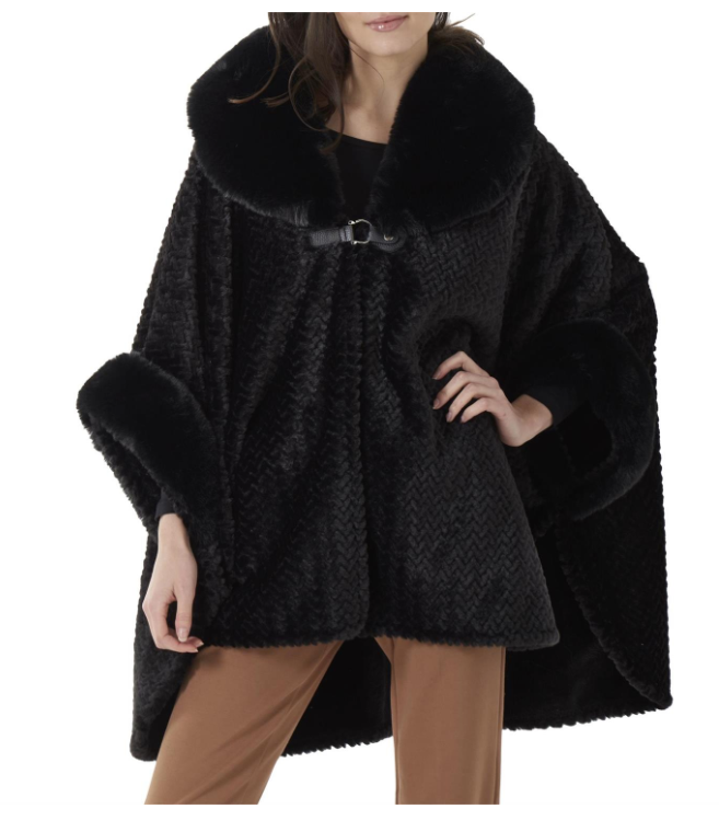 Chevron Faux Fur Cape - Final Sale 30% off in cart