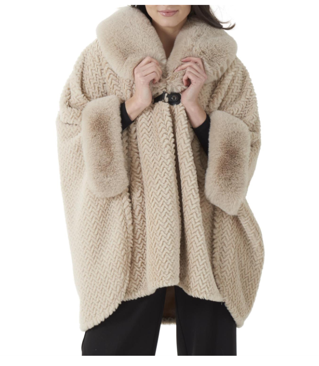 Chevron Faux Fur Cape - Final Sale 30% off in cart