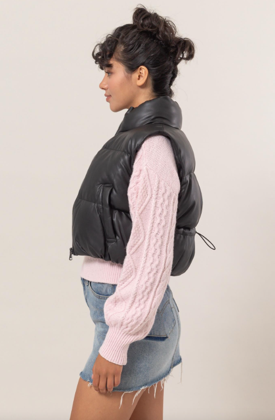 Dylan Vegan Leather Puffer Vest - Final Sale 30% off in cart