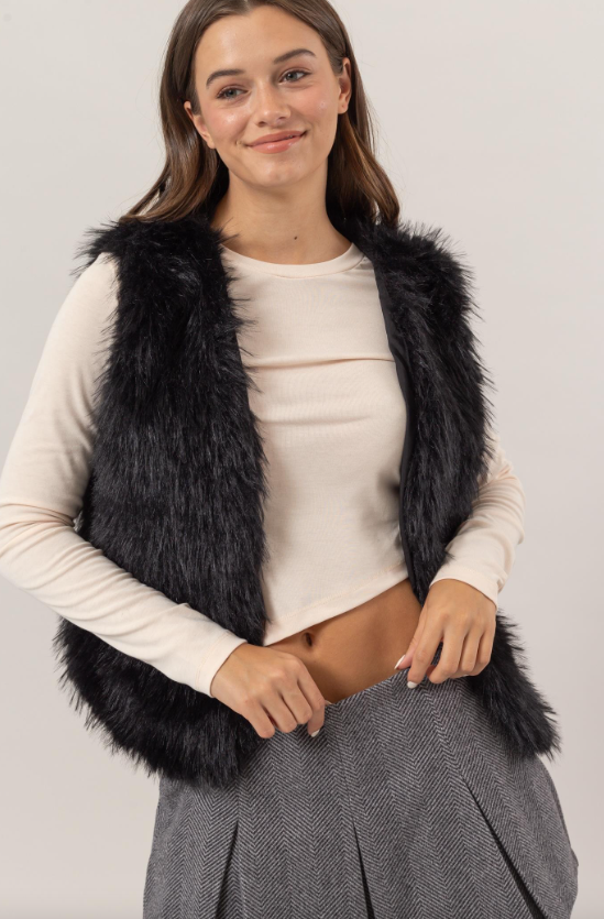 Rachel Faux Fur Open Vest - Final Sale 40% off in cart