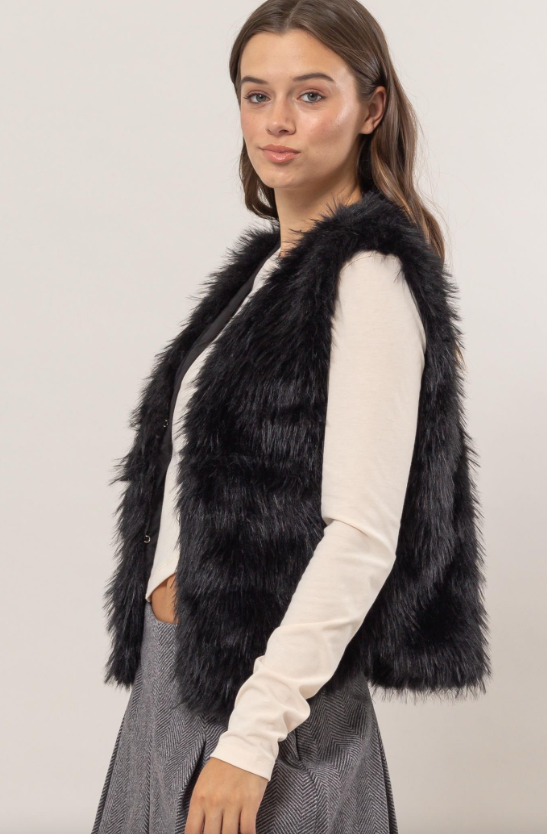 Rachel Faux Fur Open Vest - Final Sale 40% off in cart