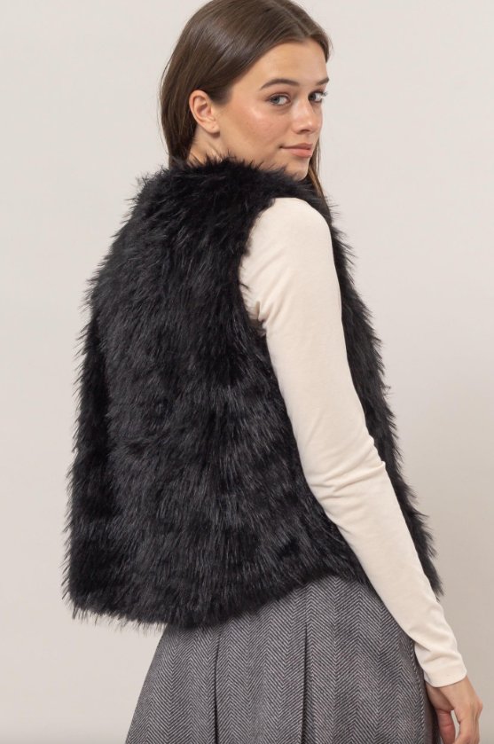 Rachel Faux Fur Open Vest - Final Sale 40% off in cart