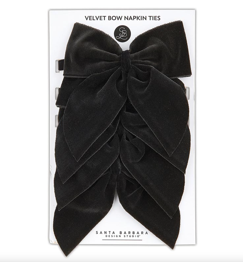 Velvet Bow Napkin Ties - Set of 4