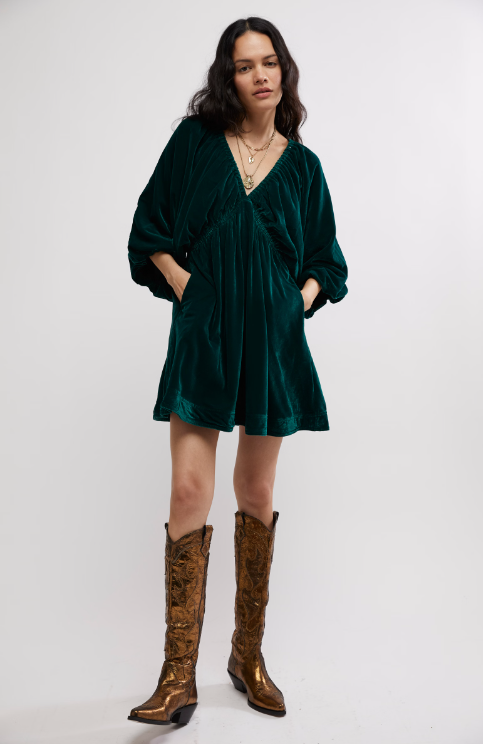 Free People Portia Velvet Mini Dress - Final Sale 30% off in cart