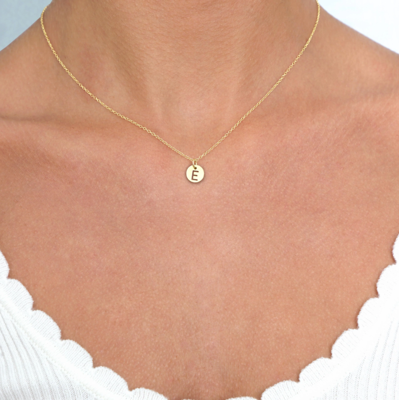 E Newton 16" Necklace Gold - Respect Gold Disc (Initial)