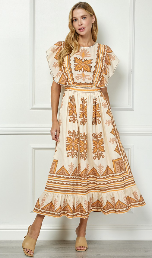 Charlee Flutter Sleeve Midi Dress - Final Sale 25% off in cart