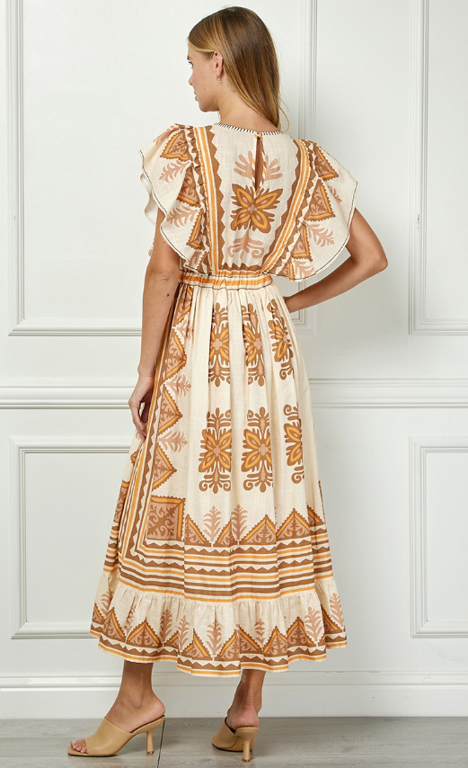 Charlee Flutter Sleeve Midi Dress - Final Sale 25% off in cart