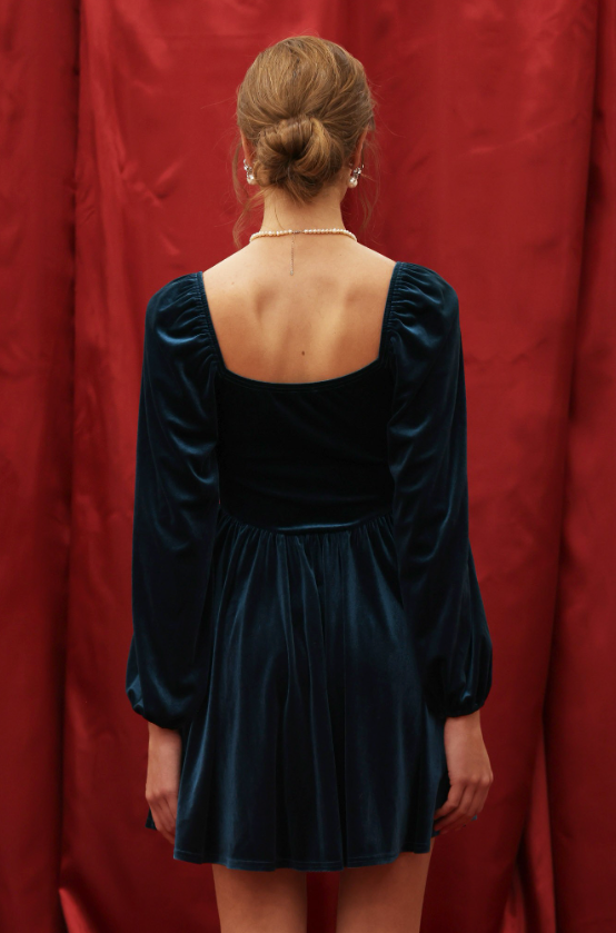 Ivy Velvet Button Down Tie Front Dress