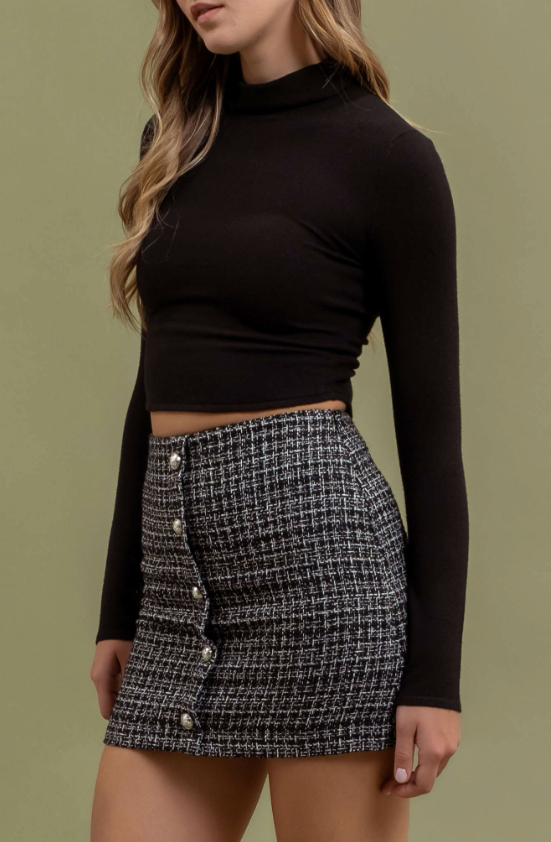 Zoe Button Down Tweed Mini Skirt - Final Sale 30% off in cart