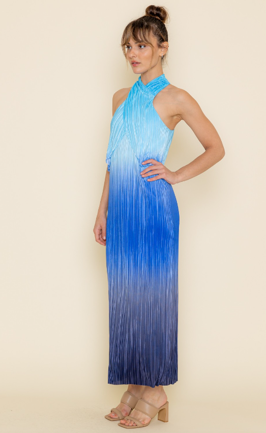 Raelynn Pleated Plisse Ombre Maxi Dress - Final Sale 40% off in cart