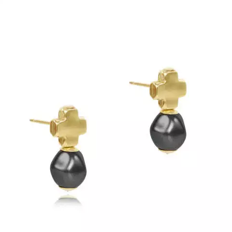 E Newton Gold Signature Cross Ball Studs