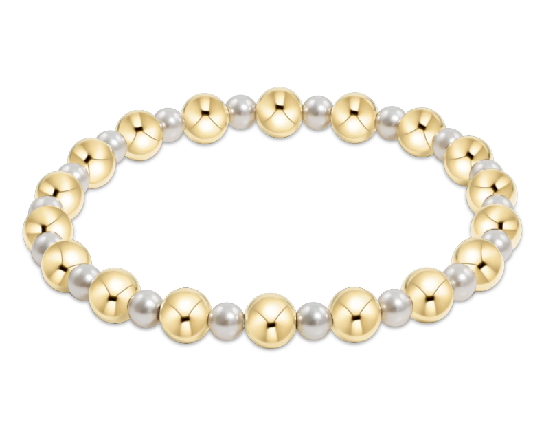 E Newton Pearl Grateful Pattern Bead Bracelet - Gold