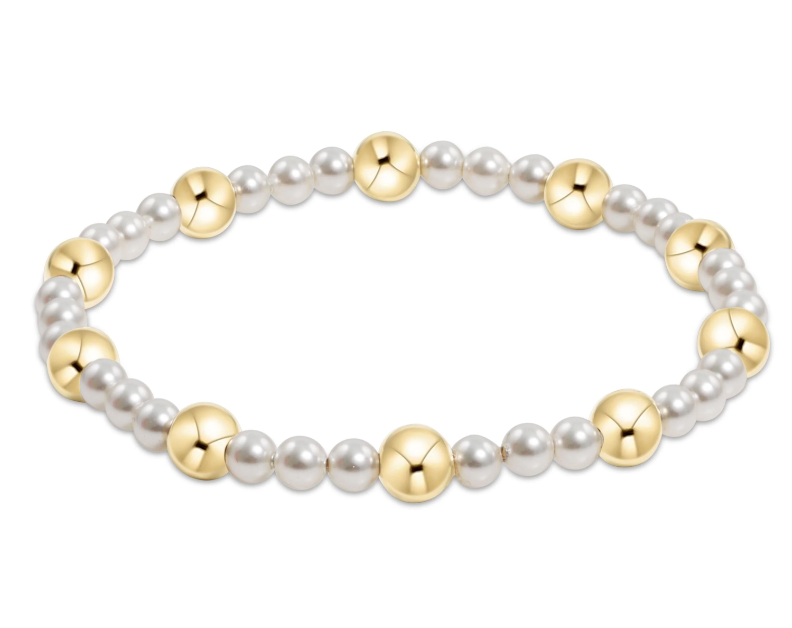 E Newton Pearl Sincerity Pattern Bead Bracelet - Gold