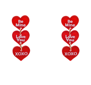 3 Heart Acrylic Earrings