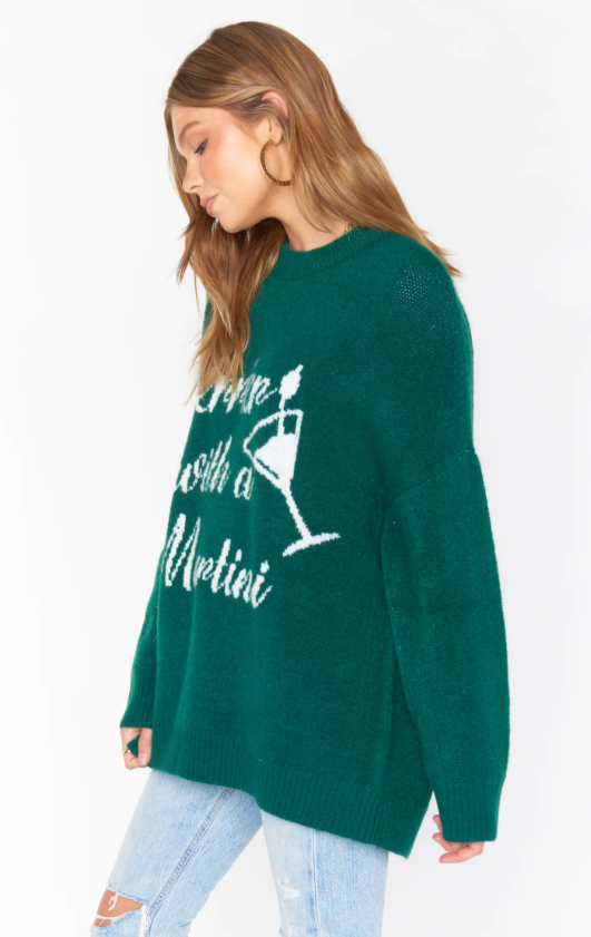 Show Me Your Mumu Classic Crewneck Sweater - Martini Graphic Knit