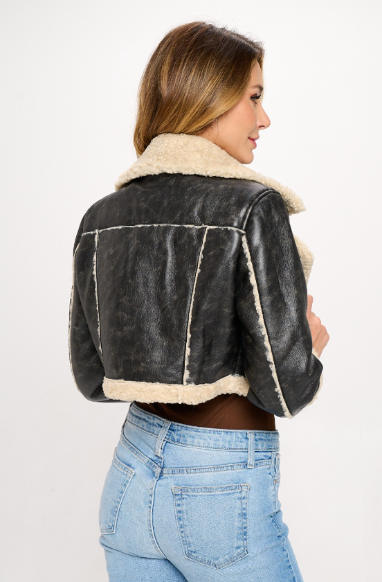 Amari Cropped Aviator Jacket - Final Sale 40% off in cart