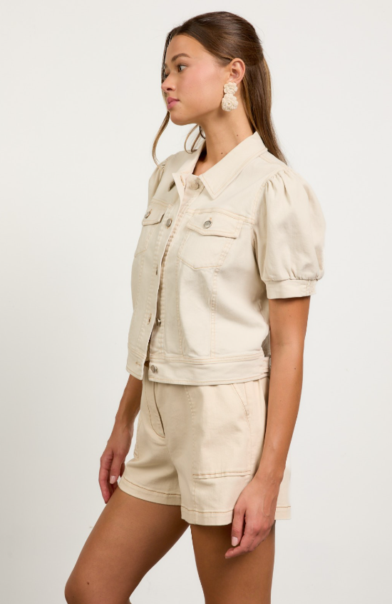 Amaya Puff Sleeve Cropped Jacket