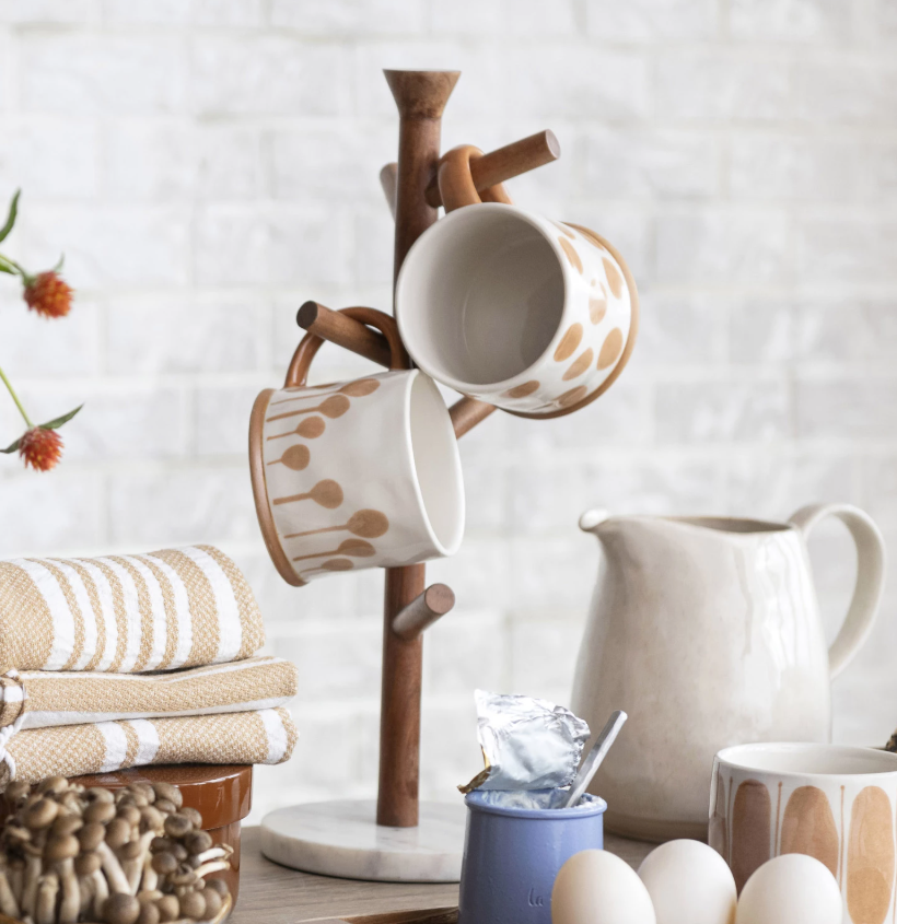 Wood & Marble Mug Rack