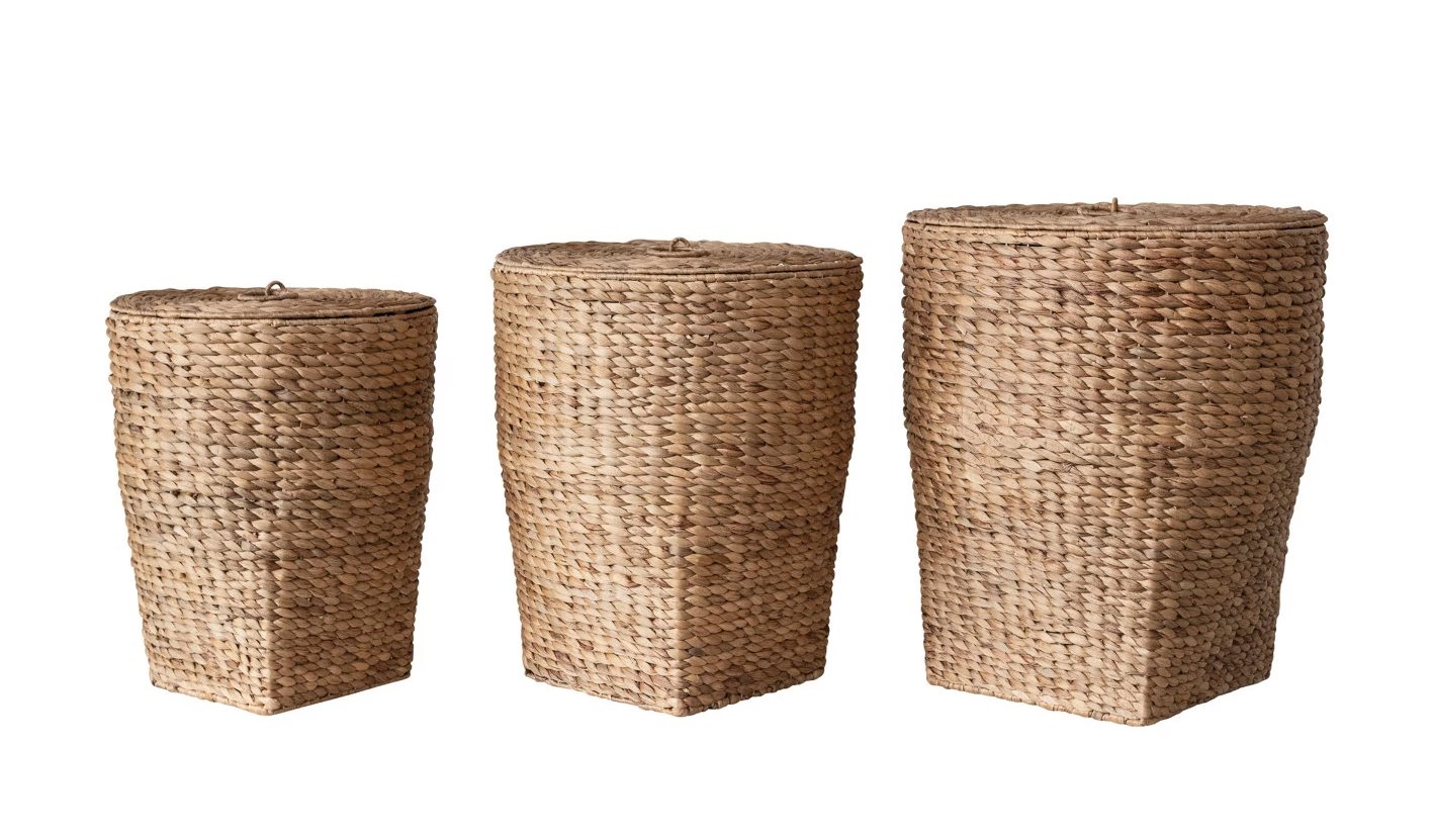 Water Hyacinth Laundry Basket w/ Lid