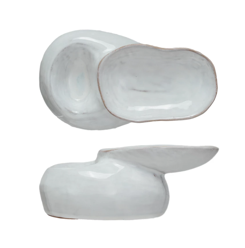2 Section Stoneware Pedestal Dish