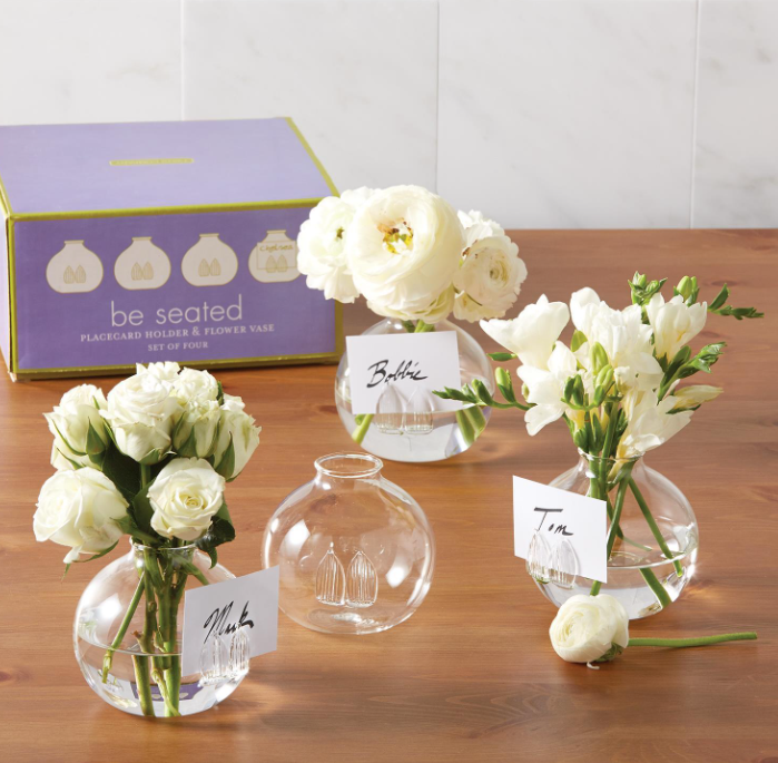 Glass Bud Vase Place Card Holders - Set of 4