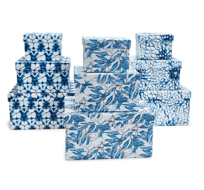 Indigo Block Print Paper Nesting Box