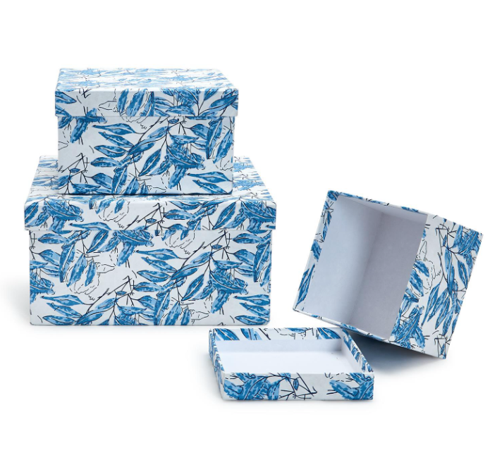Indigo Block Print Paper Nesting Box