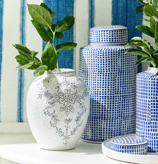 Mykonos Blue and White Vase