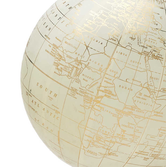 Golden White Globe on Genuine Marble Base