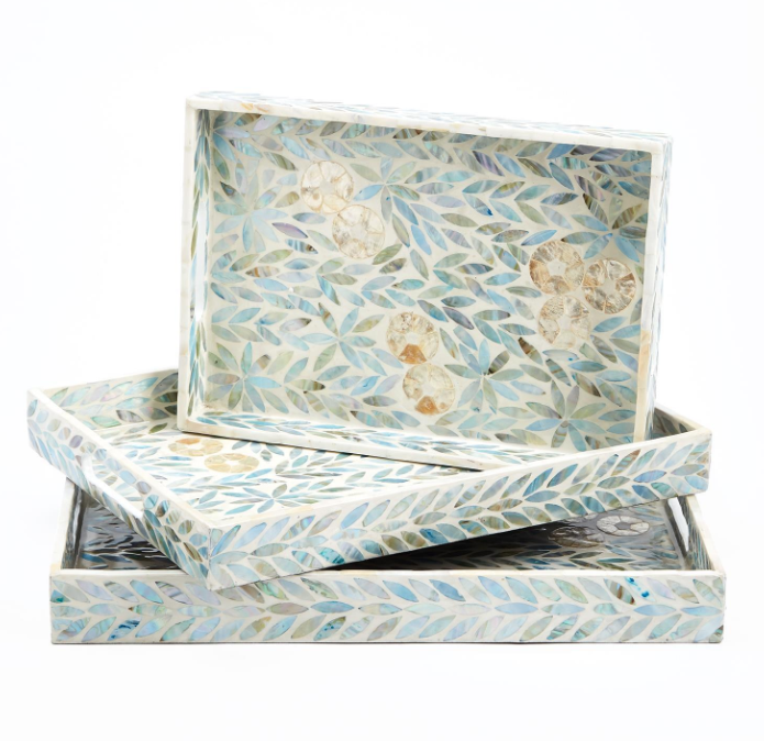 Flower Mother of Pearl Lacquered Tray
