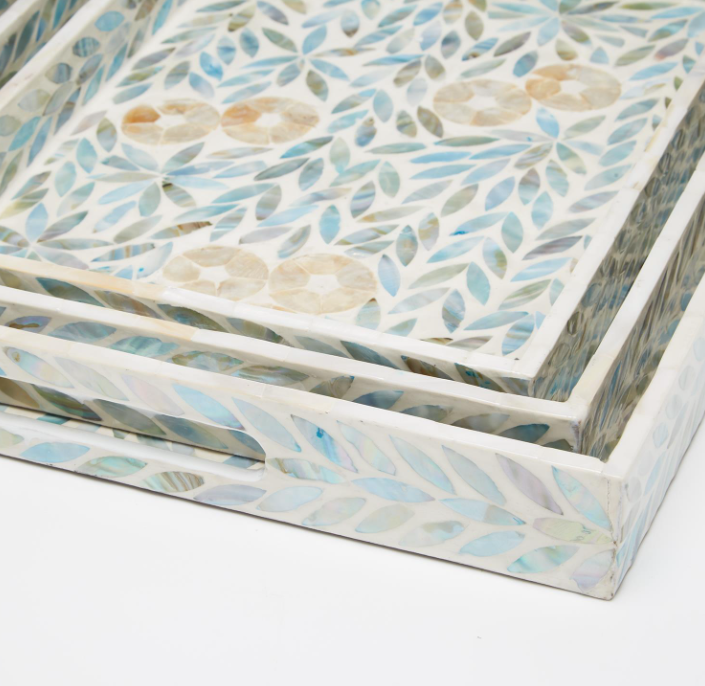 Flower Mother of Pearl Lacquered Tray