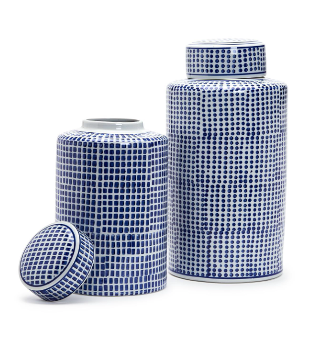 Shibori Blue and White Ceramic Jar