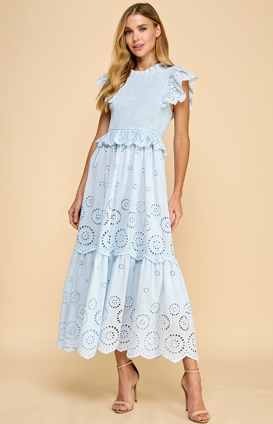 Tinsley Eyelet Lace Ruffle Detail Dress - Final Sale 40% off in cart