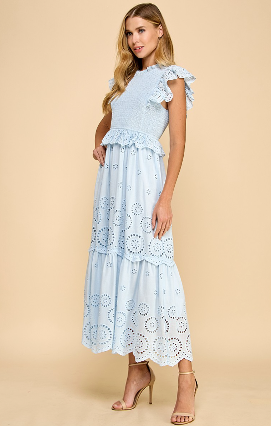 Tinsley Eyelet Lace Ruffle Detail Dress - Final Sale 40% off in cart