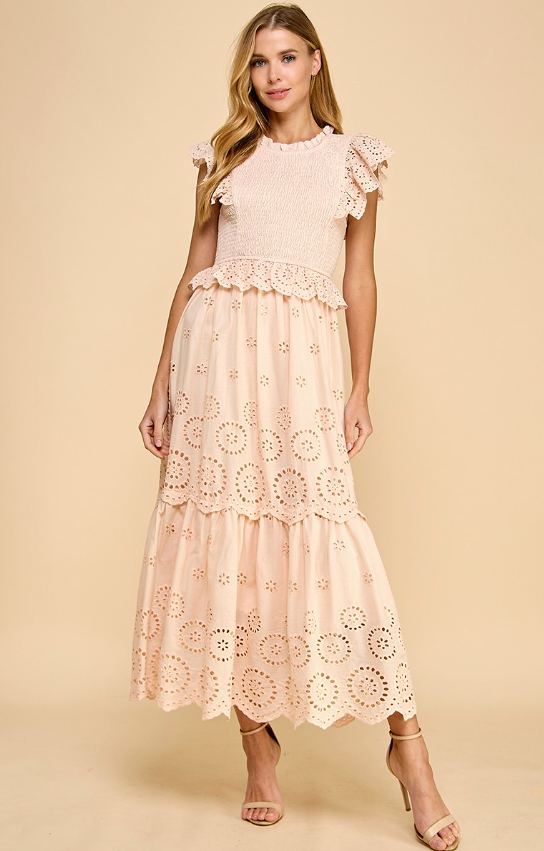 Tinsley Eyelet Lace Ruffle Detail Dress - Final Sale 40% off in cart