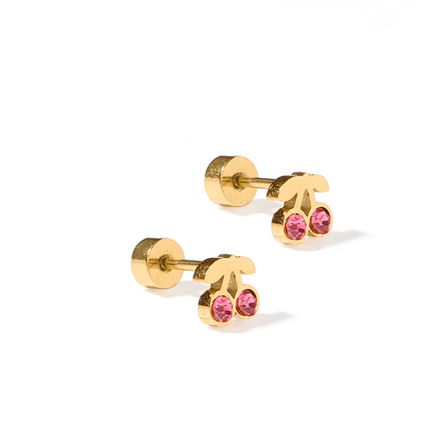 Linny Co Screwback Stud - Pink Cherry