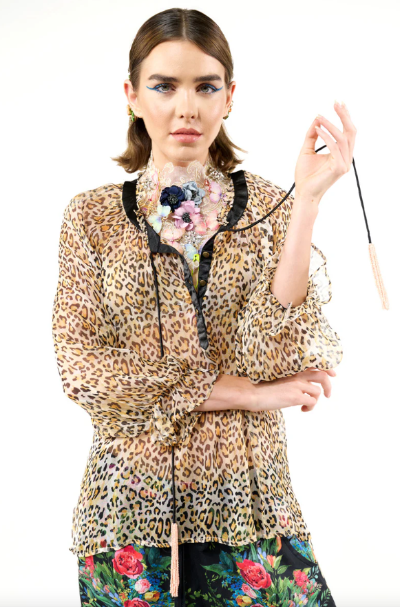 Evangeline Cheetah Blouse