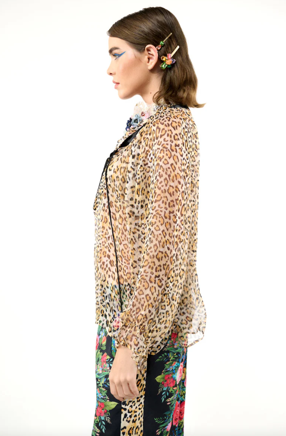 Evangeline Cheetah Blouse