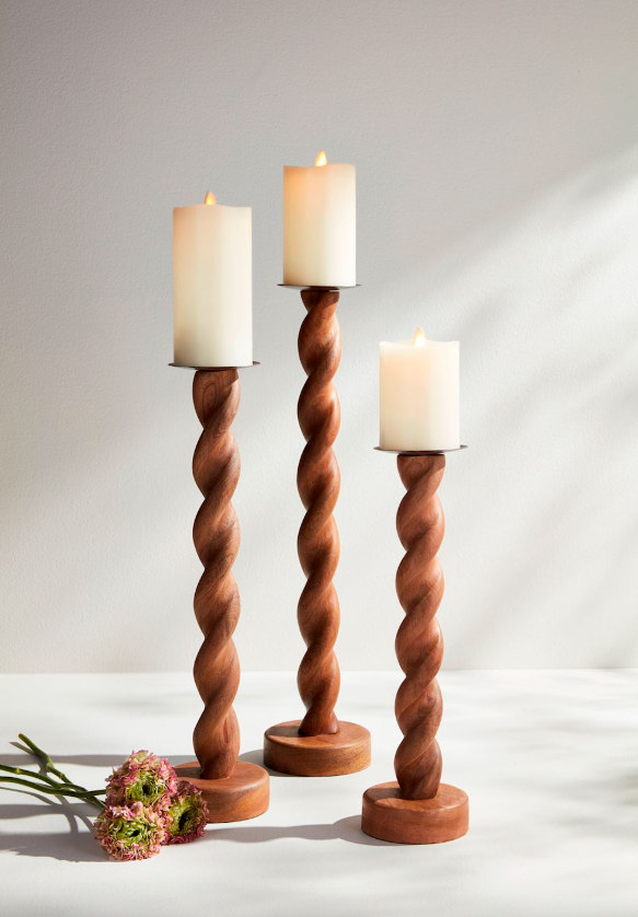 Twisted Wood Candlestick