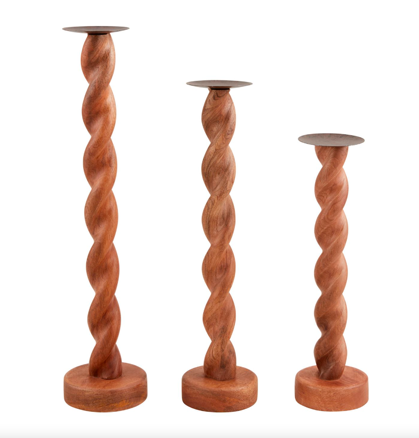 Twisted Wood Candlestick