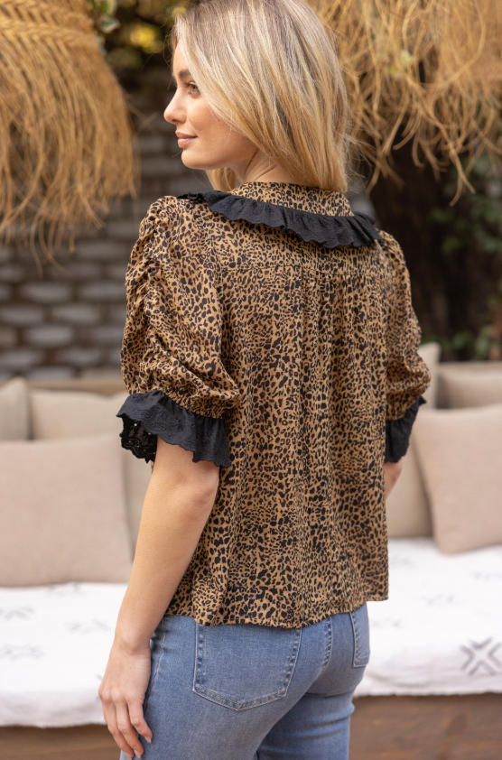 Amelia Lace Leopard Print Top - Final Sale 25% off in cart