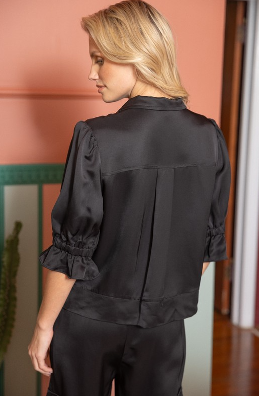 Harlee Satin Zip Front Top